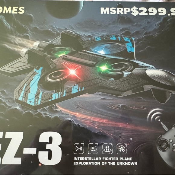 VR Fighter Drone with LED Lights - Black and Blue